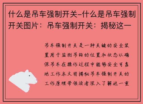 什么是吊车强制开关-什么是吊车强制开关图片：吊车强制开关：揭秘这一关键装置的工作原理